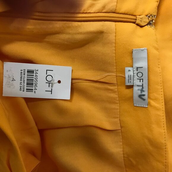 LOFT- WOMEN'S 4 - MUSTARD YELLOW 100% VISCOSE RUCHED MIDI MAXI SKIRT - Picture 3 of 3